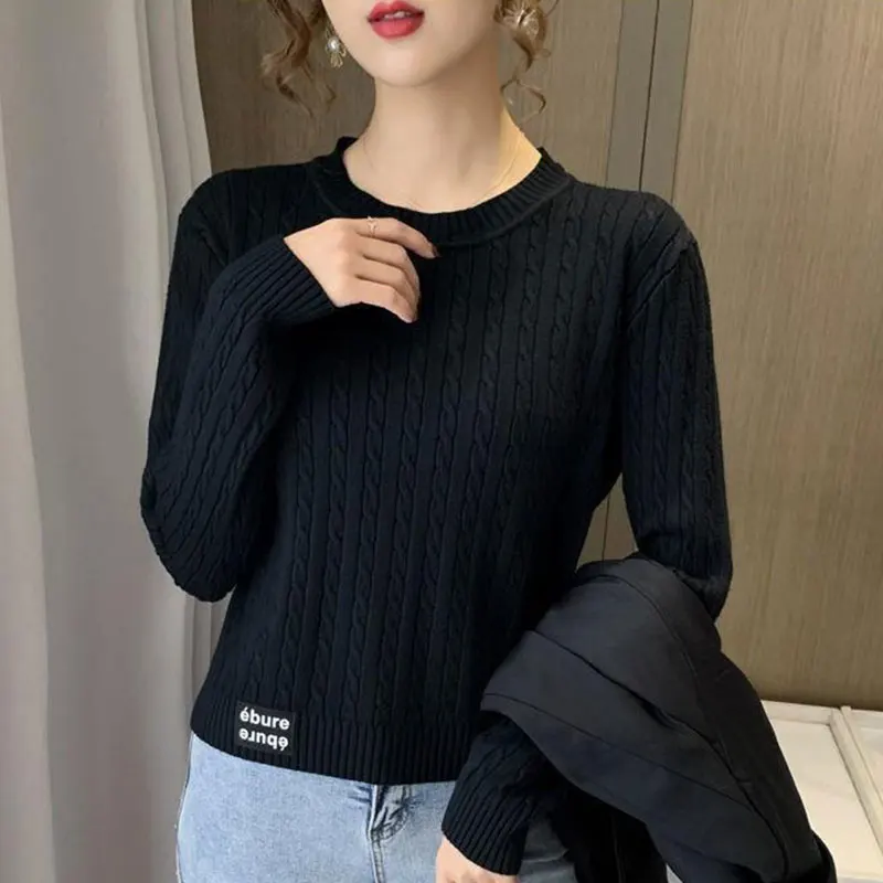 

Women's Autumn and Winter Casual Simplicity Solid Color O-neck Long Sleeve Knitwear Women Clothes Fashion Elegant Loose Sweater