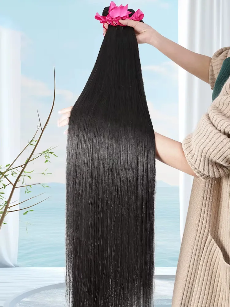 

Bone Straight Human Hair Bundle Deal Natural Straight Remy 100% Unprocessed 30 Inch Raw Virgin Extensions For Black Women Double