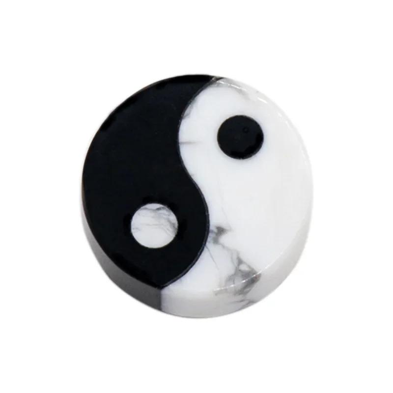 Mini Size Natural Semi-precious Stone Home Decoration Howlite Obsidian Splicing Black and White Tai Chi Yin Yang Ornaments