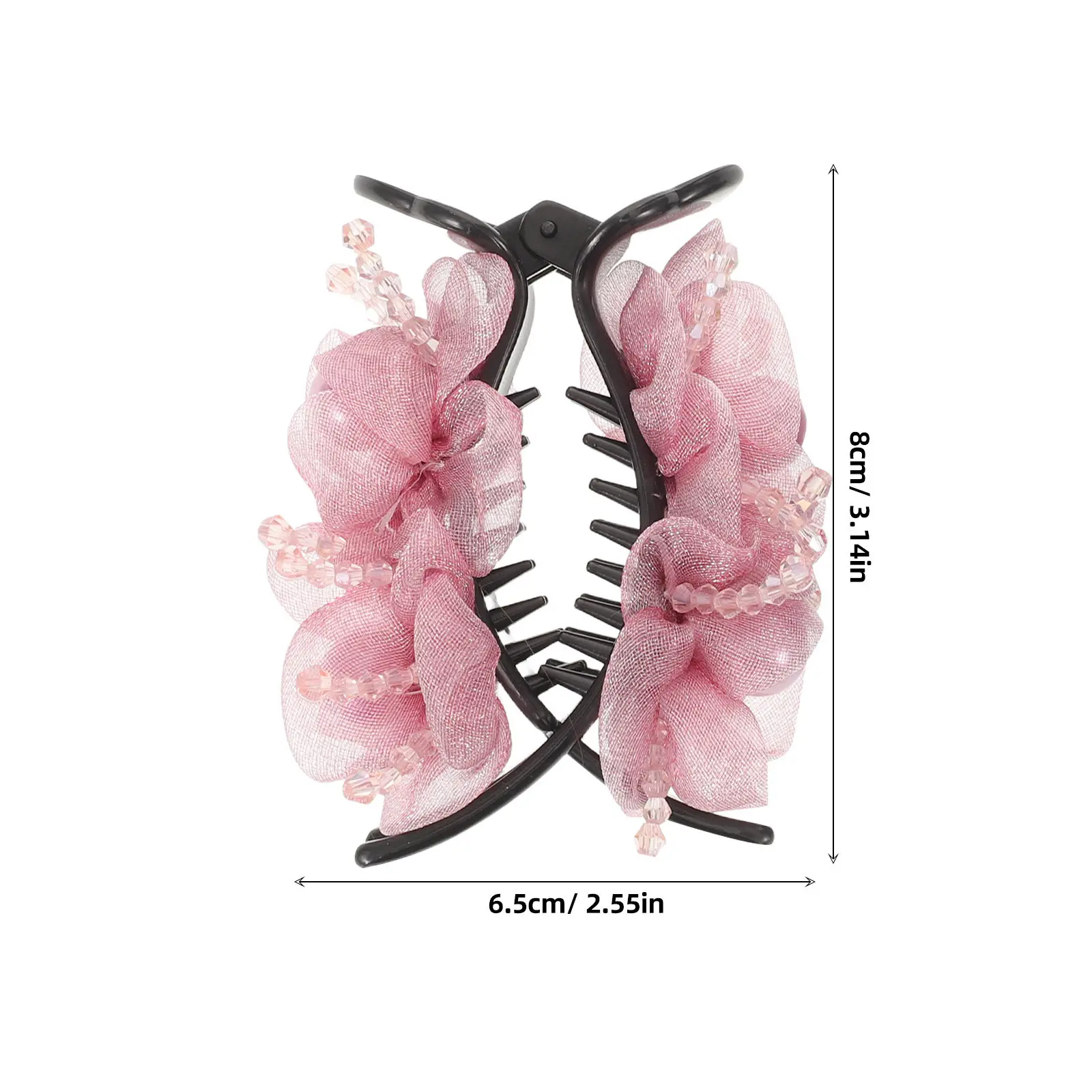 High Ponytail Hair Claw Clips, 2pcs Flower Design Non-Slip Lightweight Plastic Pearl Beads Elegant Hair Accessories