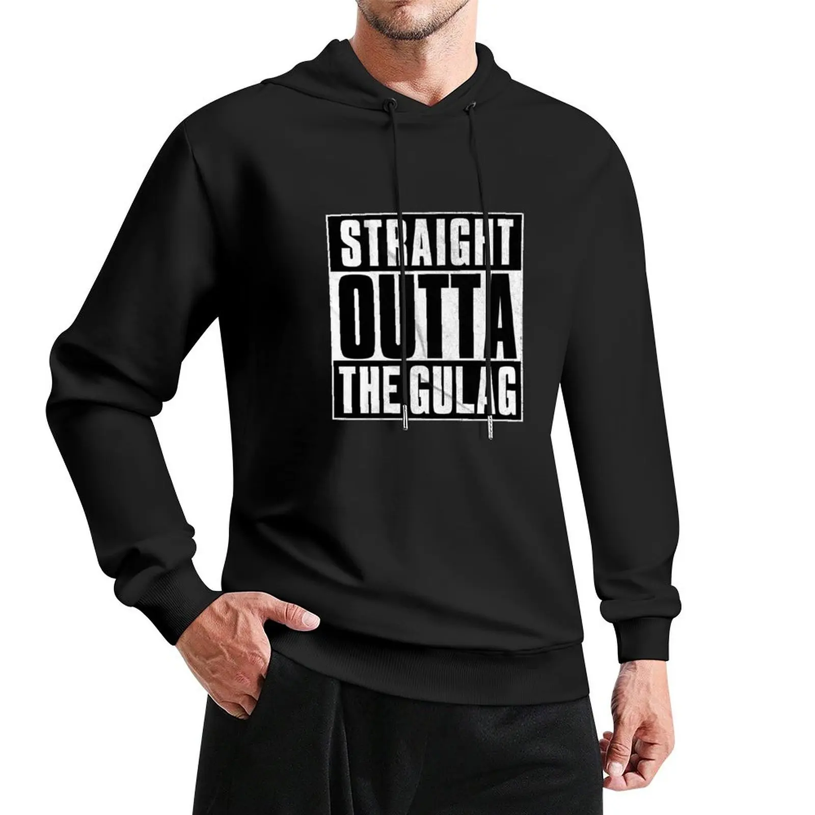 Straight Outta The Gulag เสื้อสวมหัวมีฮู้ดเสื้อผ้าบุรุษเสื้อผ้าฤดูใบไม้ร่วงเกาหลีฤดูใบไม้ร่วงผลิตภัณฑ์ใหม่เสื้อฮู้ดสําหรับผู้ชาย