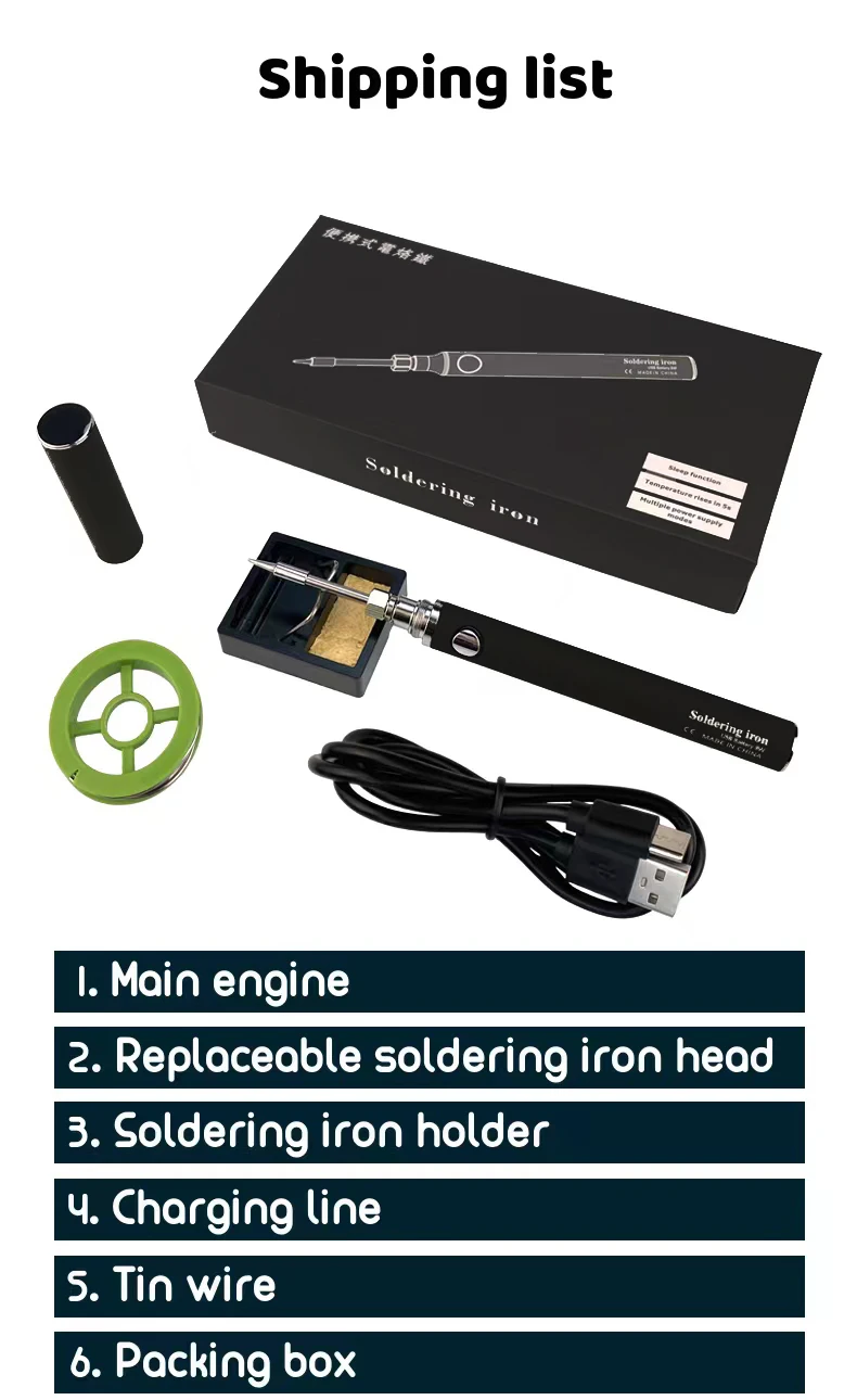 8W USB Cordless Electric  Soldering Iron Kit Micro Iron Type-c Charging Interface Full Charge Can Last For 40 Minutes