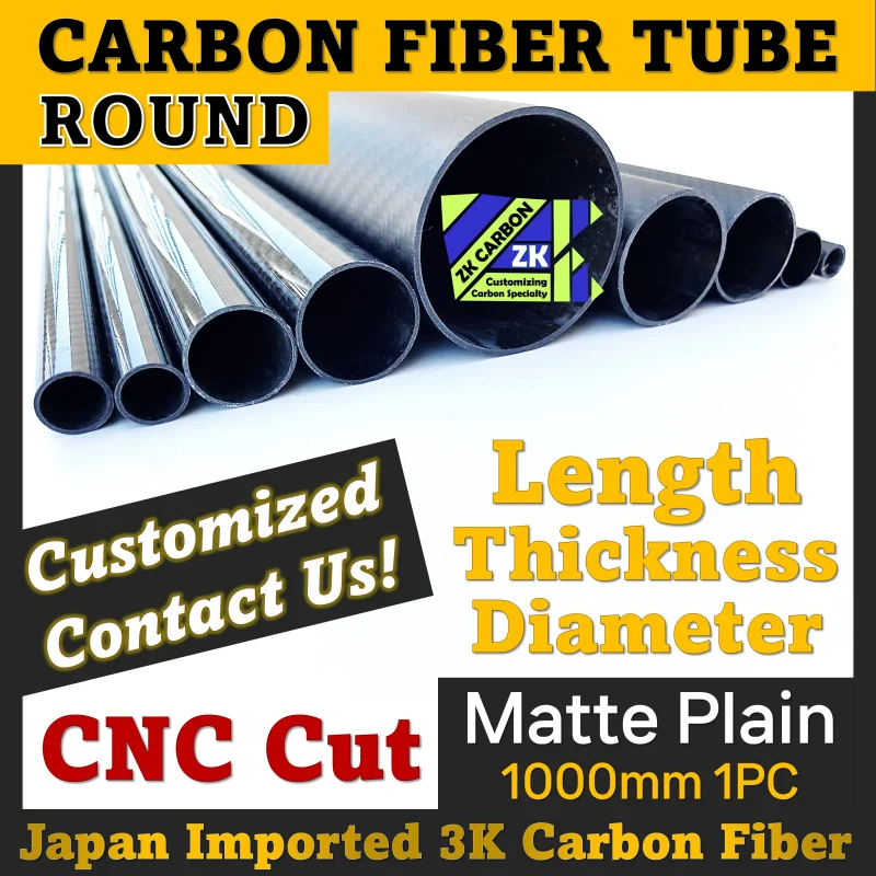 

1000MM 3K Full Carbon Fiber Tube for RC Modeling Drone UAV Accessories, Matte Plain Glossy Carbon Tube OD 5mm 9mm 10mm 15mm 20mm