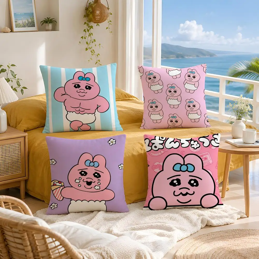 Character Opanchu Usagi Cushion Cover Throw Pillow Short Plush Fresh Natural Cushion for Living Room Sofa Ornament Present Gift