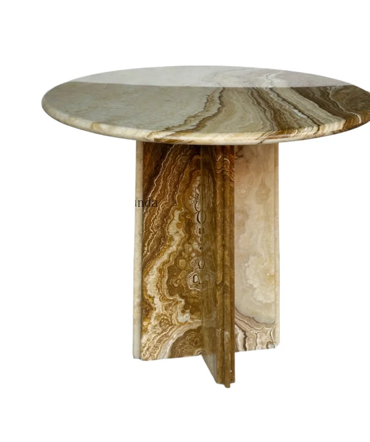 Natural Stone Living Room Round Side Table Marble Set Center Table with Marble Unique Top Base