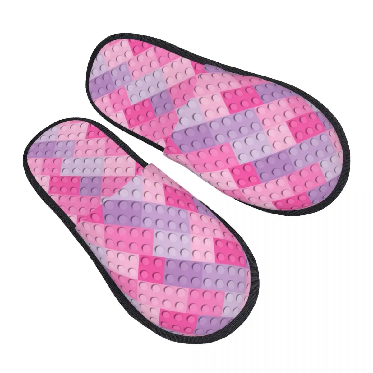 Colorful Building Plastic Brick Toy Blocks Patterns House Slippers Women Comfy Memory Foam Slip On Bedroom Slipper Shoes