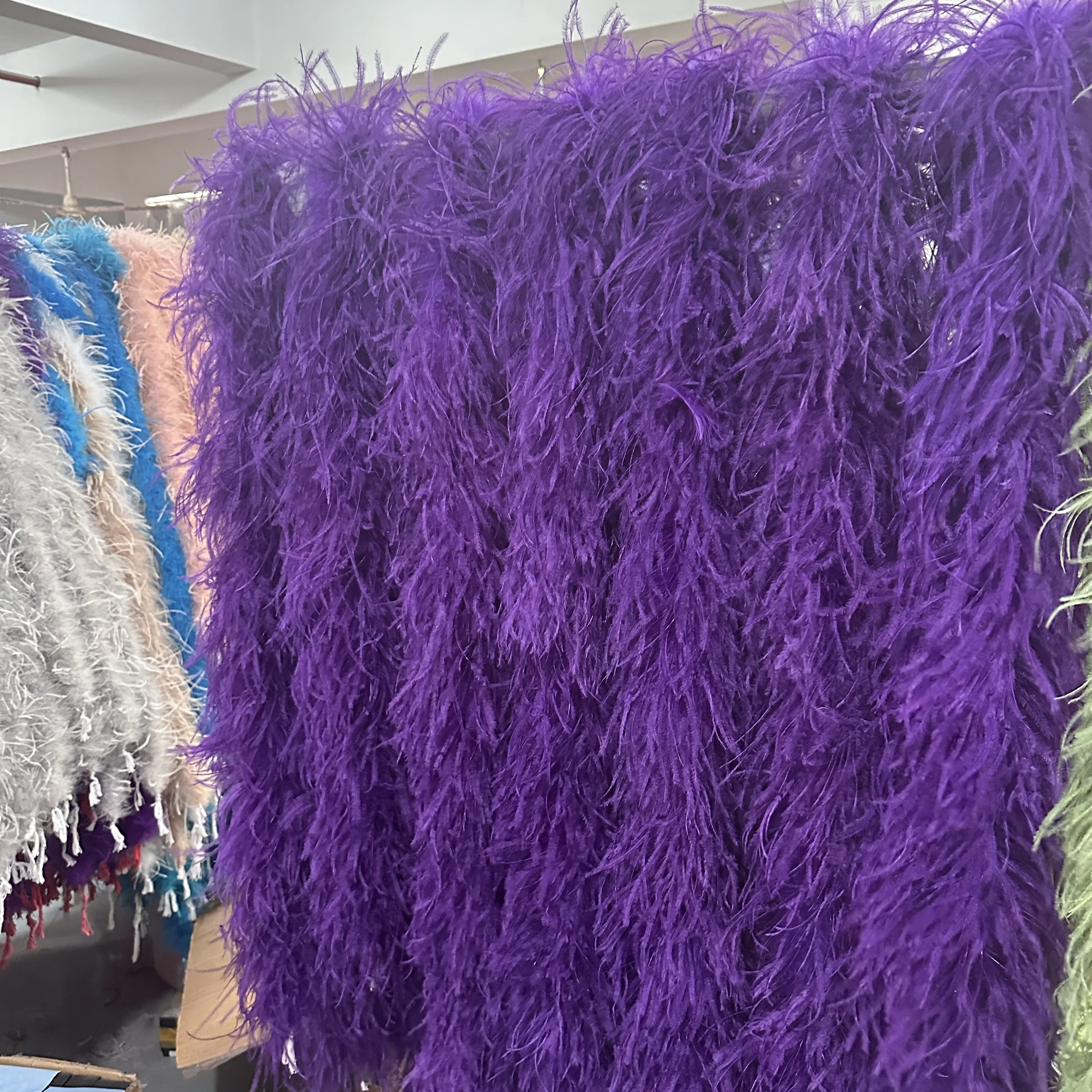 200CM Purple Ostrich Feather Boa 2/3/6/8/10 Ply Plume Shawl for Party Wedding Women Dress DIY Clothing Decoration Scarf Plumas