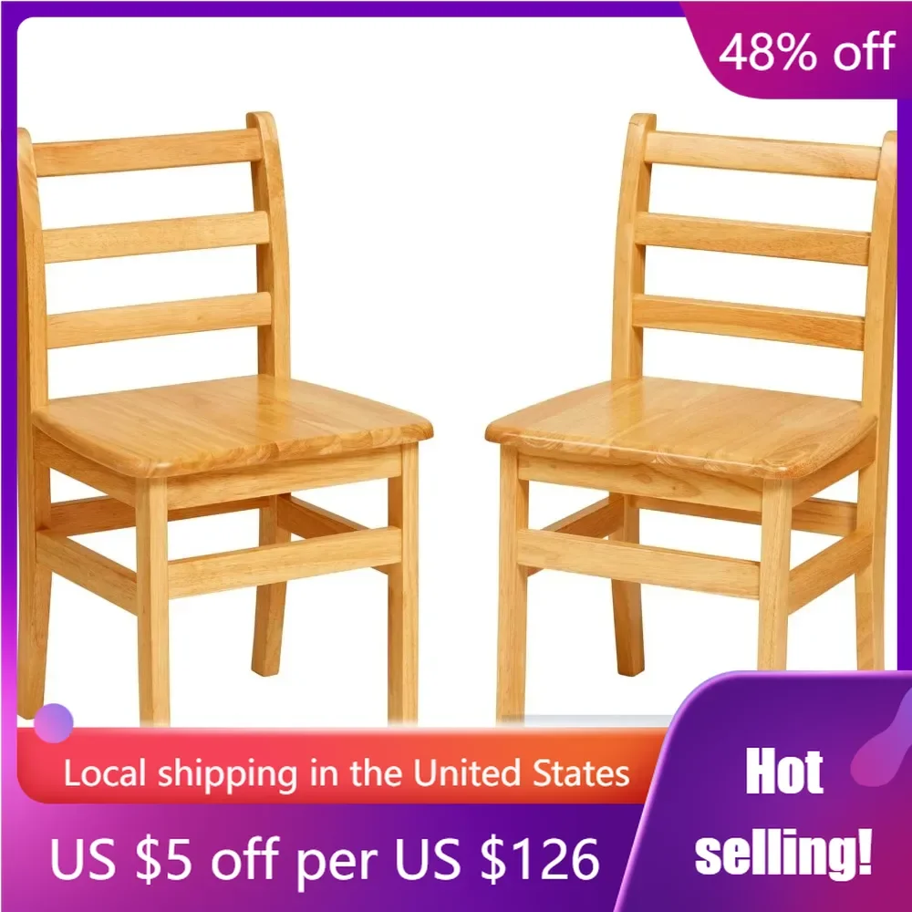 

16" Seat Height School Chairs Classroom Seating Three Rung Ladderback Chair Honey 2-Pack Children's Furniture Commercial