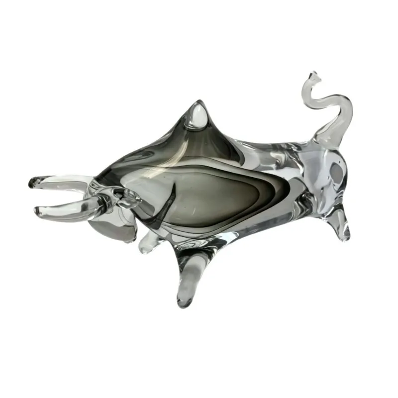 Transparent gradual change glazed cow ornament desktop decoration handicrafts cross-border bullish glass crystal ornament