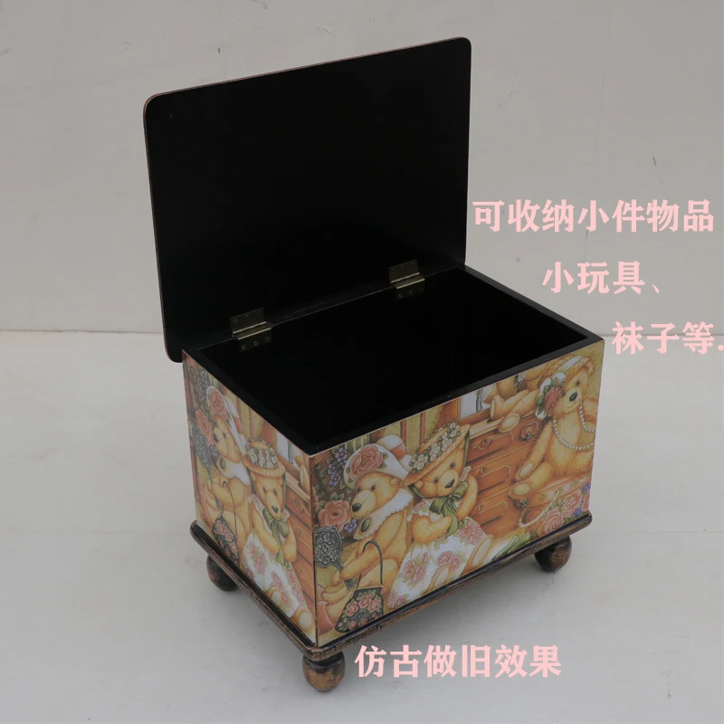 European style storage storage stool can sit, home creative multi-functional storage with lid, shoe changing stool children's st