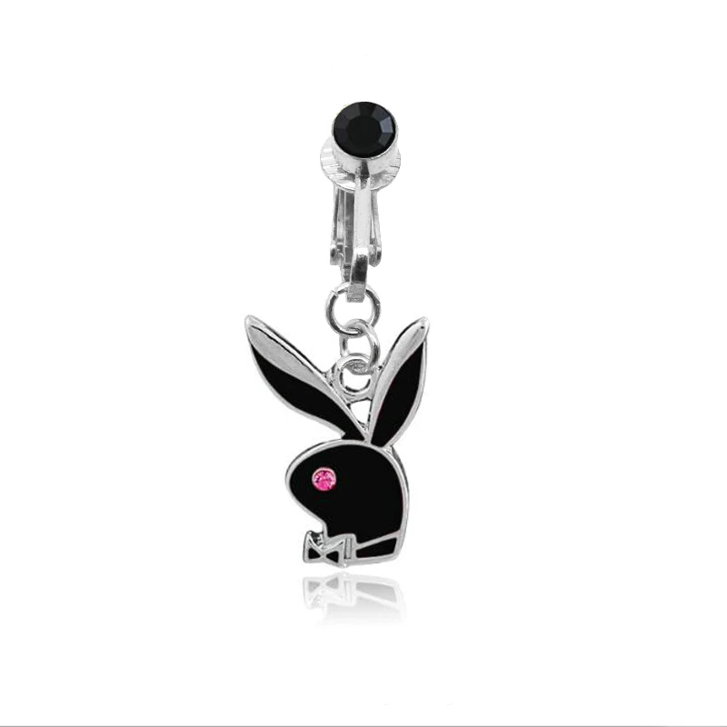 1PC Fake Piercing Navel Ring Fake Belly Piercing Rabbit Clip On Umbilical Navel Fake Pircing Animal Cartilage Earring Clip