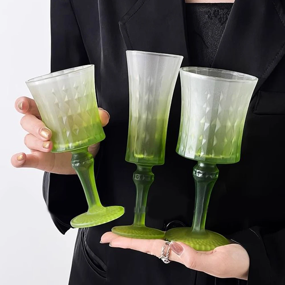 (Can Engrave Logo) 150/160/250ML Frosted Crystal Glass, Green Goblet, Whiskey Cup, Banquet Red Wine Glass, Champagne Cup