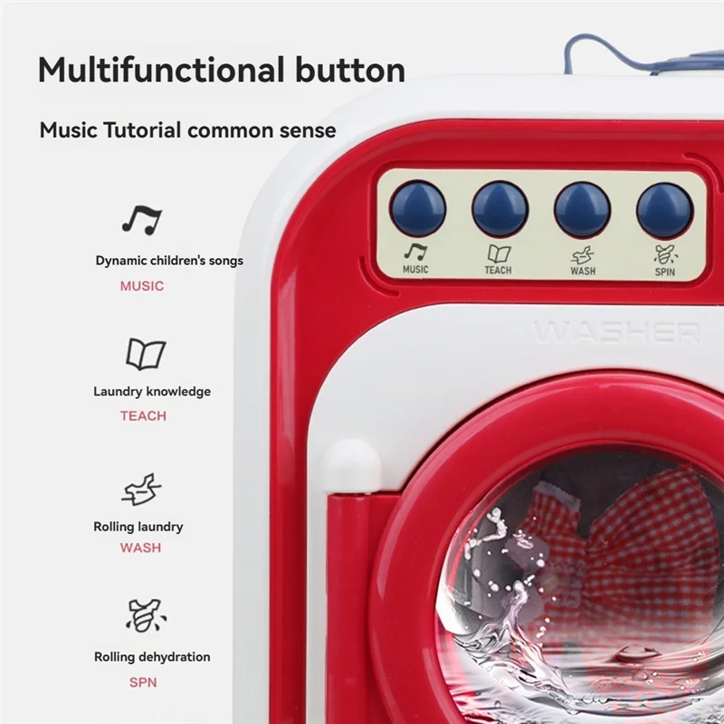 

AC52-Children's Washing Machine Mini Simulation Furniture Electric Washer Light Music Pretend Play Gift