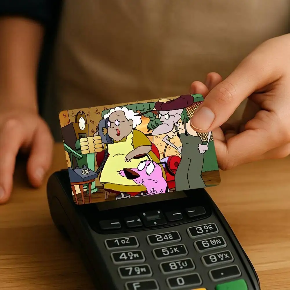 الكرتون C-Courage C-Cowardly D-Dog بطاقة الائتمان لخصم البنك حماية الزخرفية 4 قطعة المضادة للخدش ملصقات مقاومة للماء Bu #3