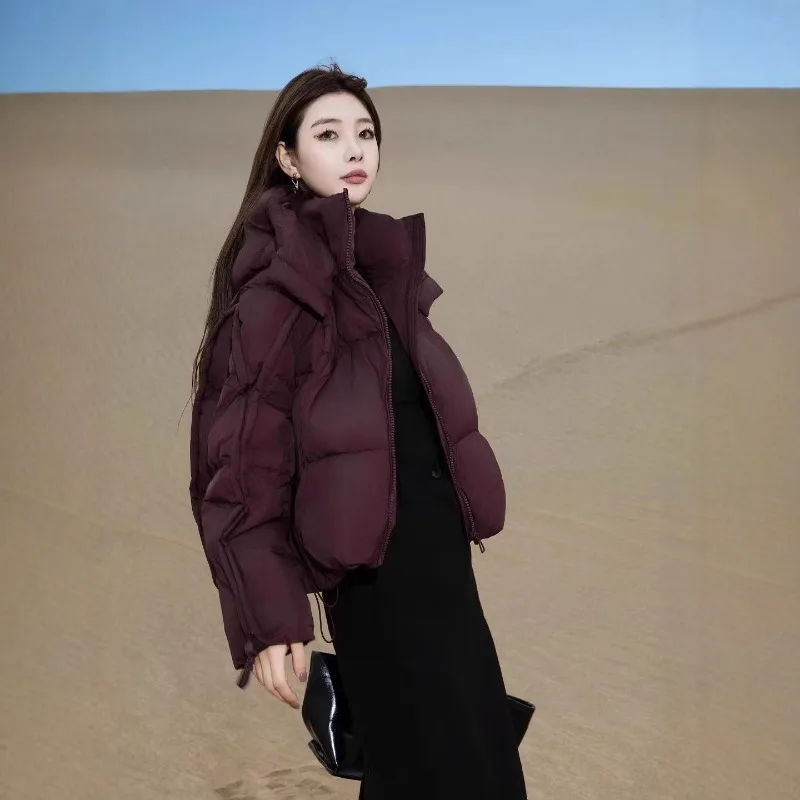 

Новый стиль, зимний женский пуховик, утепленный и теплый модный короткий пуховик с капюшоном, свободная зимняя одежда, женские куртки