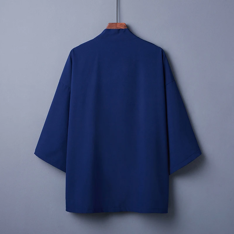 Japanese-Style Hong Kong Retro Loose Solid Color Versatile Kimono Cardigan Haori Chinese-Style Improved Hanfu Anime Cosplay Jacket Beach Cover-Up Sun Protection Clothing