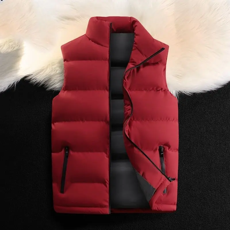 

Мужской пуховый жилет-джат Thiened New Sle, теплый повседневный модный универсальный жилет с воротником-стойкой, подходит для полиэфирного волокна