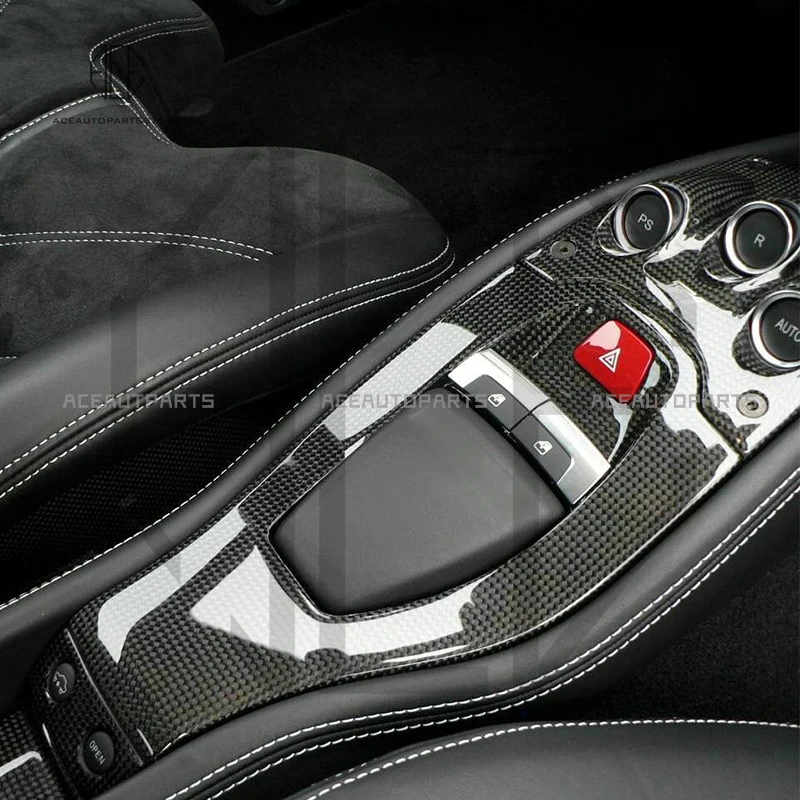 2pcs/set Car Center Control Gear Shift Frame Panel Dry Carbon Fiber Interior Decoration Body Kit For Ferrari 458 OEM Style