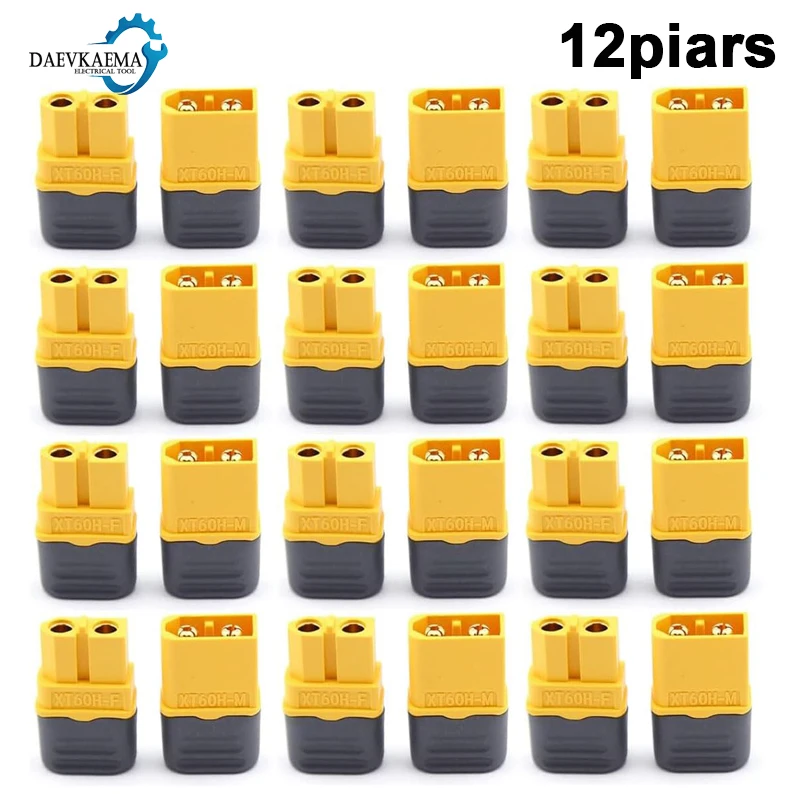 3–12 Paar XT60H (XT60-Upgrade) Steckverbinder XT60H männlich weiblich Rundsteckverbinder Stecker mit Hülle für Lithium-Batterie RC Flugzeuge Auto