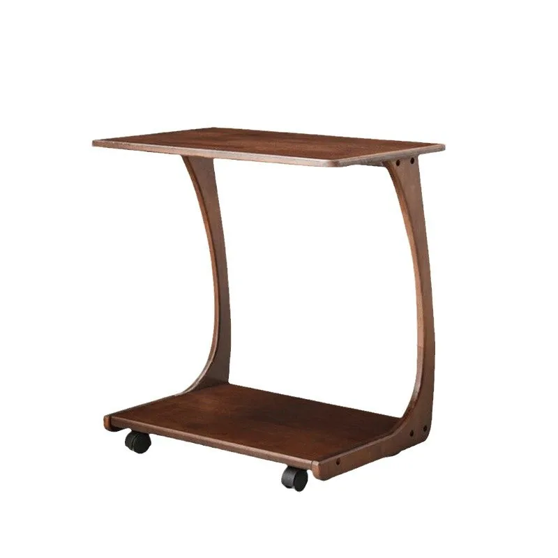바퀴가 달린 소파 옆 이동식 원목 작은 커피 테이블 소형 아파트 거실용