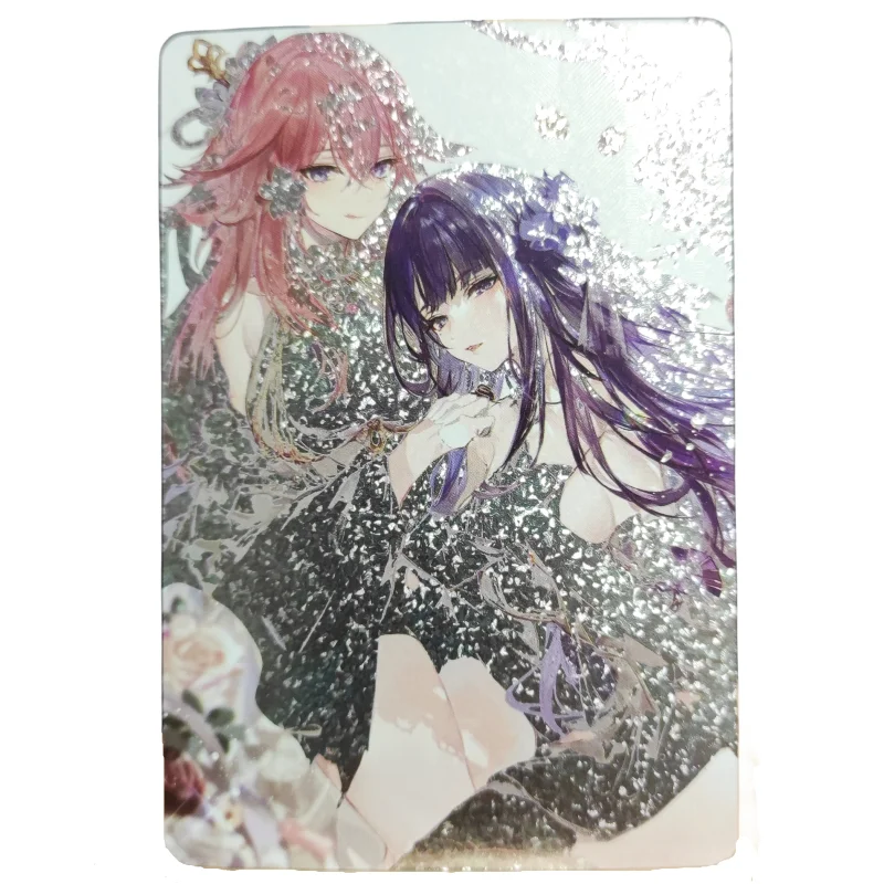 Genshin Impact Cards ACG Girl Beelzebul Raiden Shogun Yae Miko Anime Game Characters Collection Color Flash Card giocattoli fai da te regali