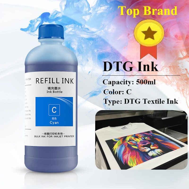 500ML DTG Textile Ink for Epson DX5 DX6 DX7 i3200 Head for Epson 3880 3800 1390 1400 L1800 Roland Mimaki DTG Flatbed Printer