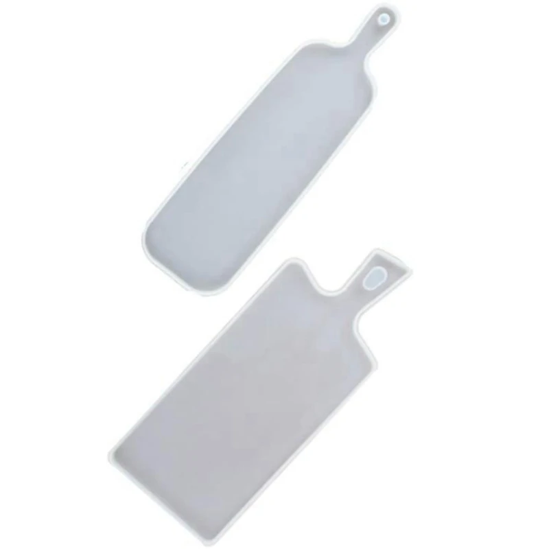 2Pcs Tray Resin Molds With Single Handle,Serving Board Resin Casting Molds For Tray Making,DIY Jewelry Dish Plate