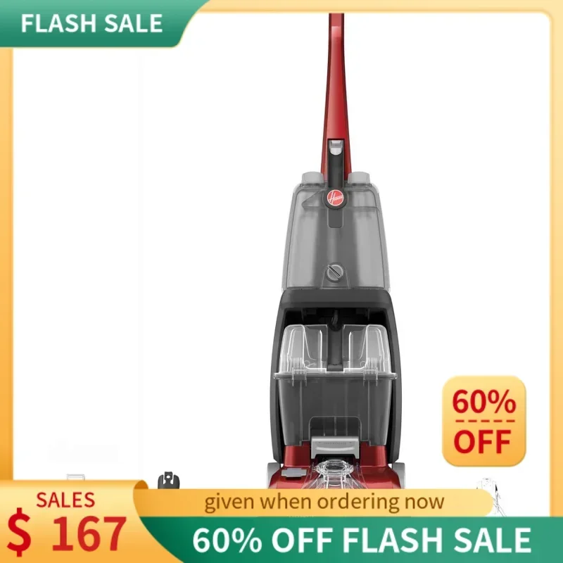 

QWHoovvers PowerScrub Deluxe Carpet Cleaner Machine,Upright Shampooer,FH50150NC,Red