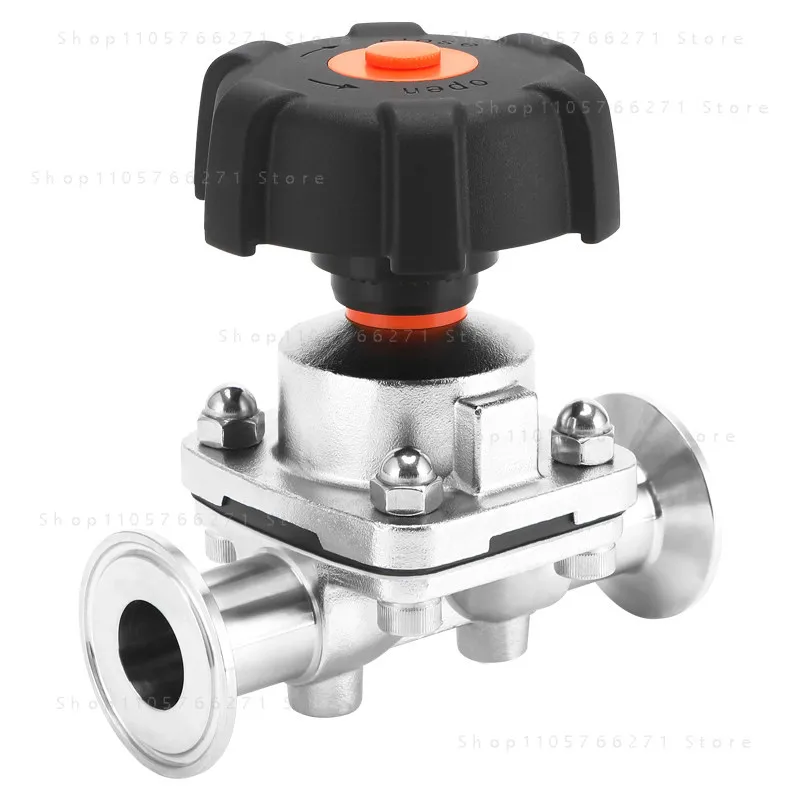 Stainless Steel Sanitary Diaphragm Valve, Clamp Weld Quick-Install Manual Straight-Through Chuck Valve