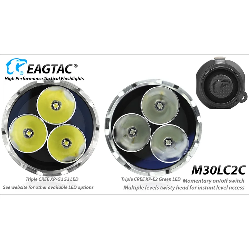 EAGTAC M30LC2C الثلاثي مصباح ليد جيب أخضر أحمر 395nm 365nm UV XPG2 6500K Nichia219B 4500K 5700K 18650 بطارية الشعلة للصيد