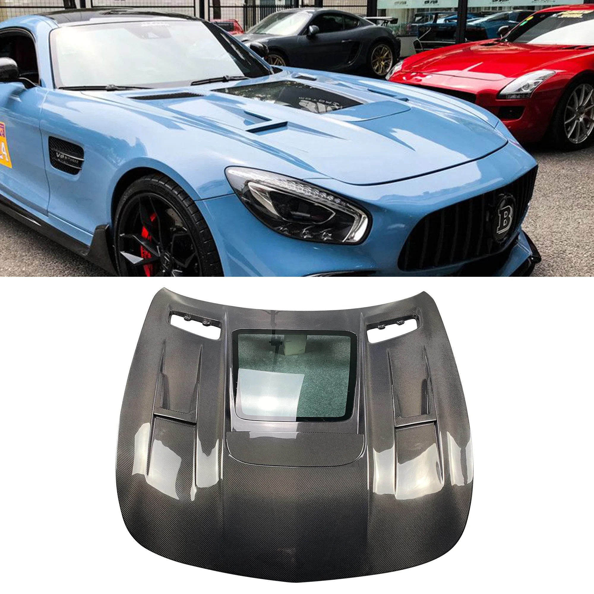 IMP style carbon fiber engine hood cover for AMG GT/GTS/GTC/GTR 2015-2020custom