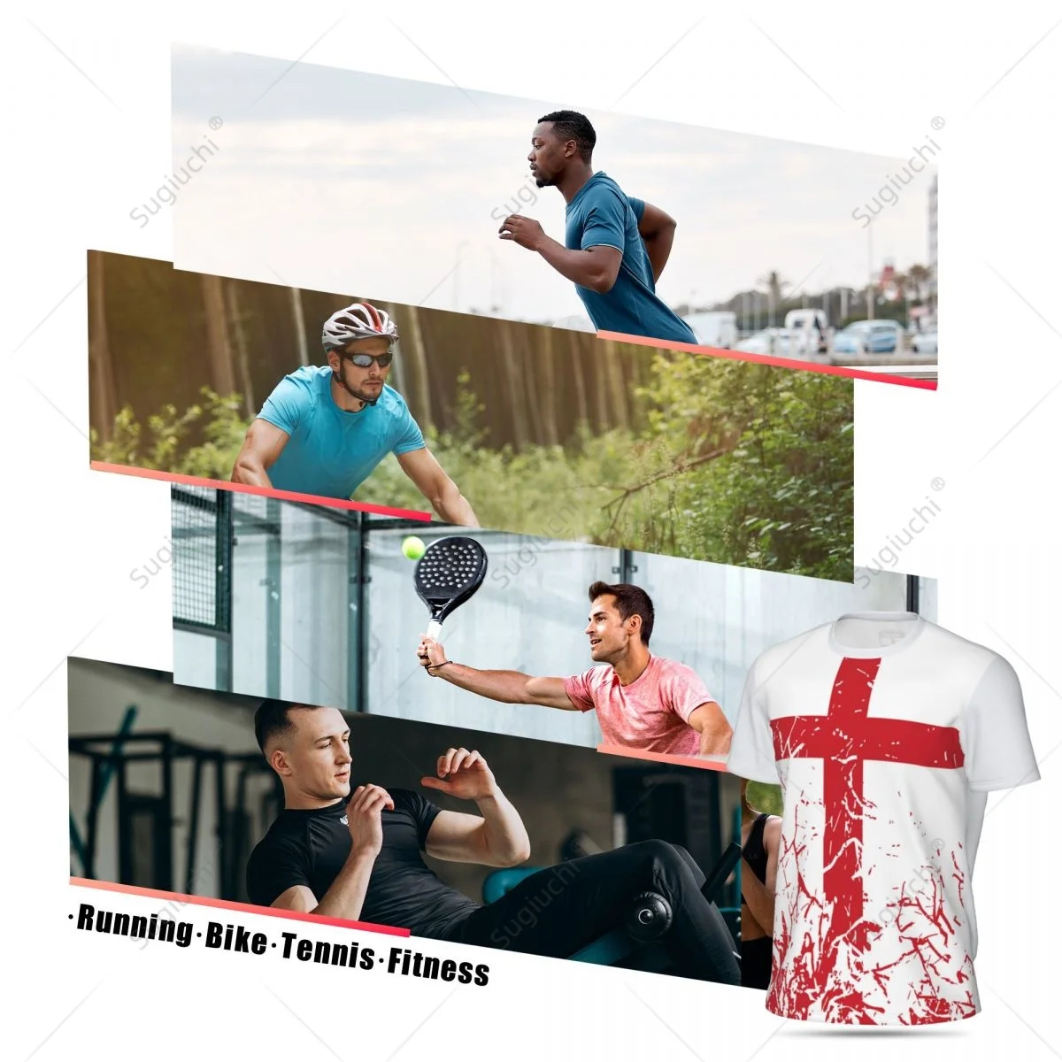 Exclusive design England Flag Grain 3D Printed Men For Running Bike Soccer Tennis Fitness Sports tshirt Mesh Fans Short T-shirt