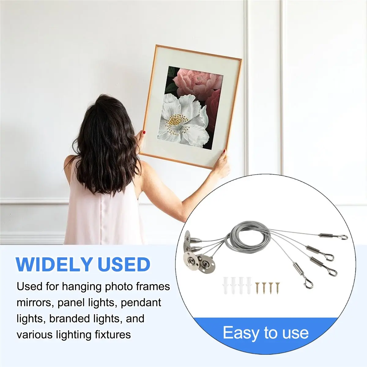 HGHO 4 Pack 6ft Ceiling Sign Hanger Wire Kit, 2m Adjustable Suspension Hanging Cable Wire with Hook Wall Mount Cable