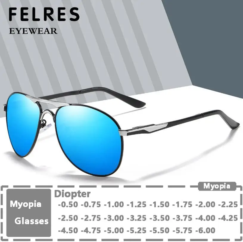 Pilot Oval Myopia Polarized Sunglasses Men Finished Prescription Shade Glasses Outdoor Driving Sun Glasses Negative Diopter