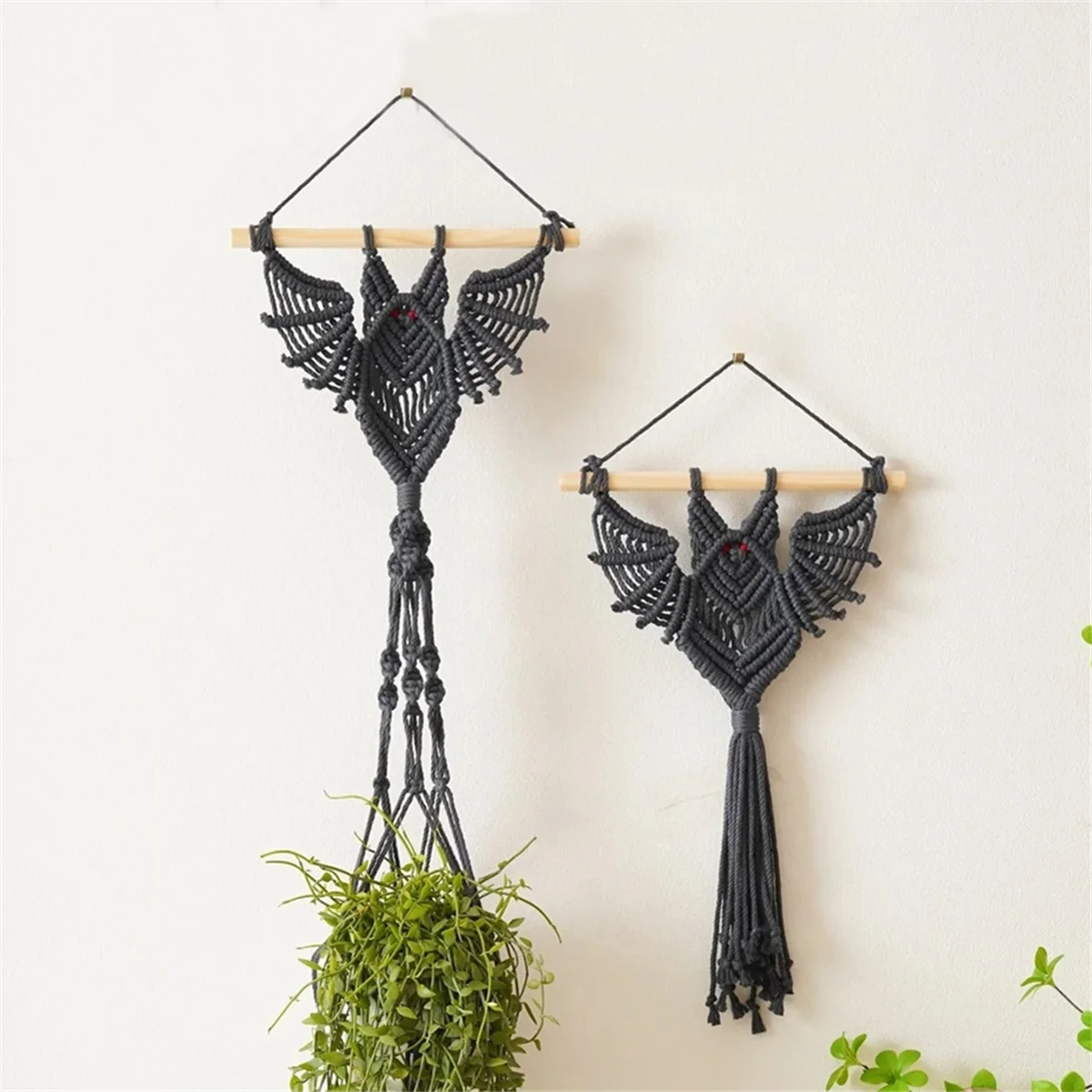 Hanging TapestryHanging Tapestry Macrame Hanger Organizer Bat Shape Hand Woven Flower Pot Display Holder