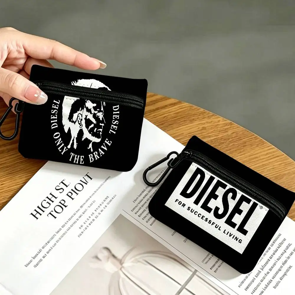 Edgy BOLD D-Diesel Waterproof Oxford Cloth Zipper Wallet Portable Hanging Small Coin Purse For Travel