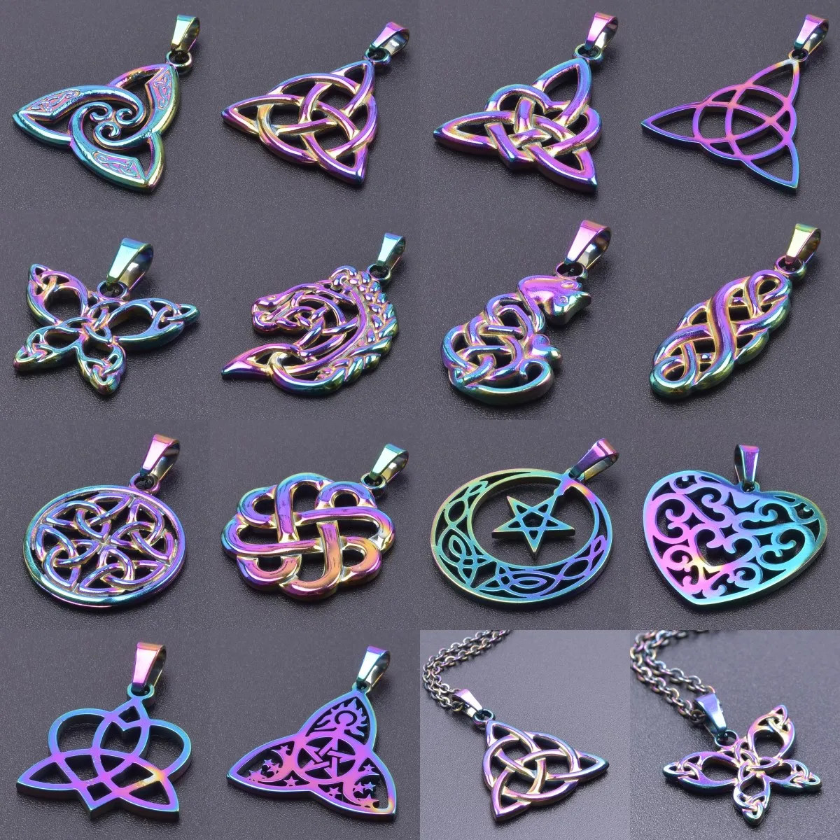 7pcs New Fashionable Witch Knot Charms Celtic Knot Charms Triquetra Knot Pendant Charm For Necklace Jewelry Making Accessories