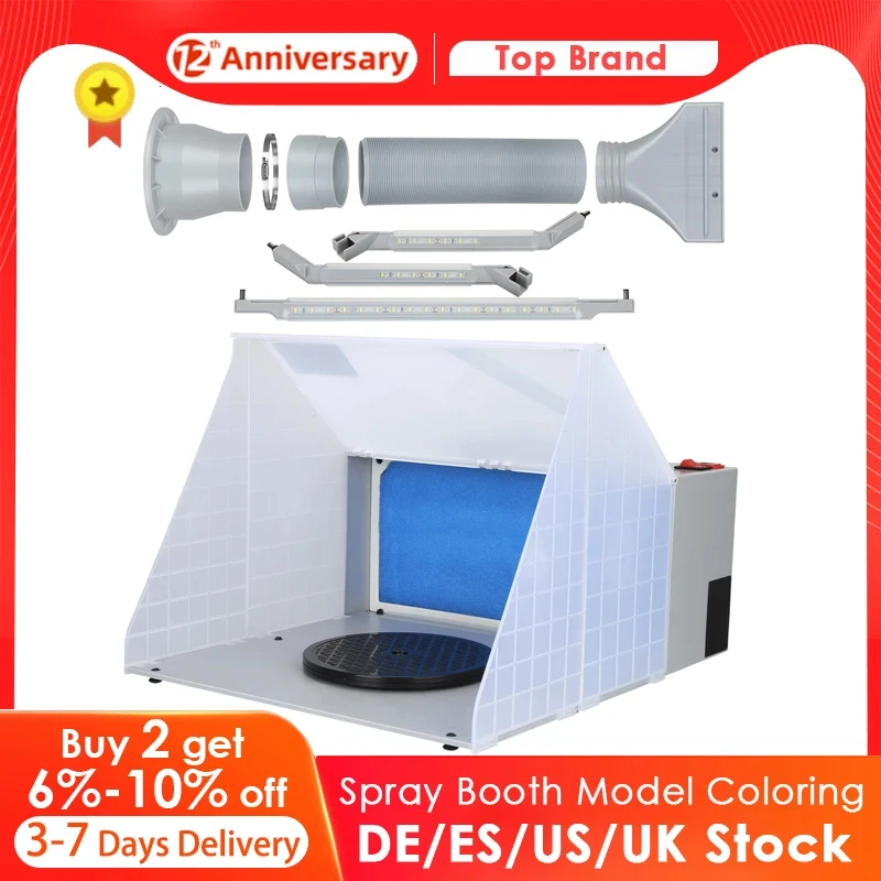 Aerógrafo Pintura Spray Booth Kit com Exaustores Filtro Portátil Caixa de Pintura Spray Bancada para Aerografia Modelos Artes e Ofícios