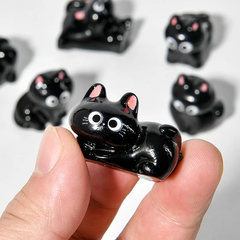 1/6Pcs Resin Cartoon Black Cat Kitten Desktop Room Decor Figurine Miniature Micro Landscape Ornaments Home Decoration