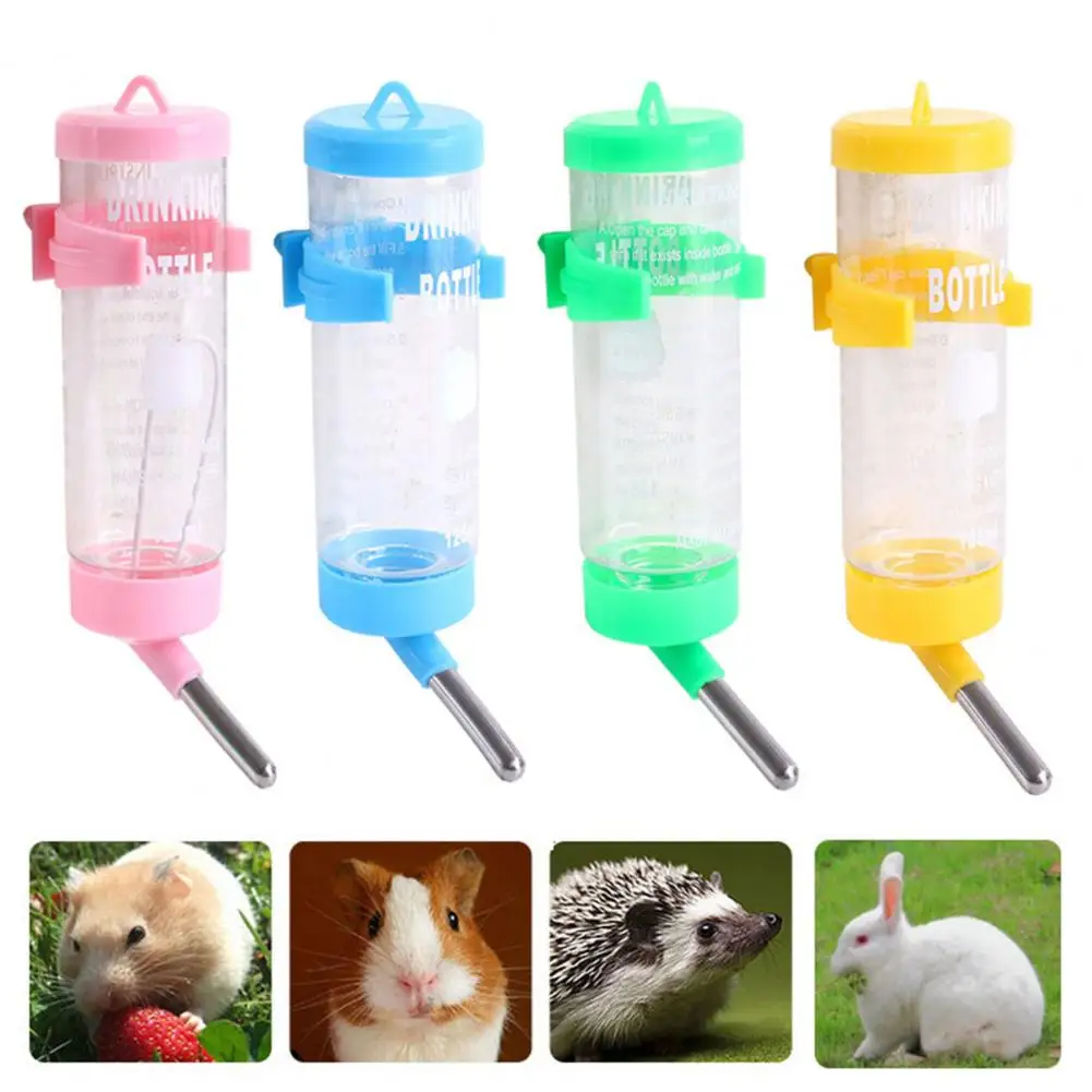 125/500ml Hamster Water Bottle with Scale No Drip Leak-Proof Drinking Fountain Hanging Dispenser Automatic Feeder