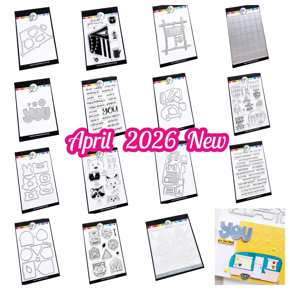 

April 2026 New Happy Trail-Ers Gone Camping Peeking Forest Friends Glamper Life Metal Cutting Dies Stamps for DIY Scrapbook Card