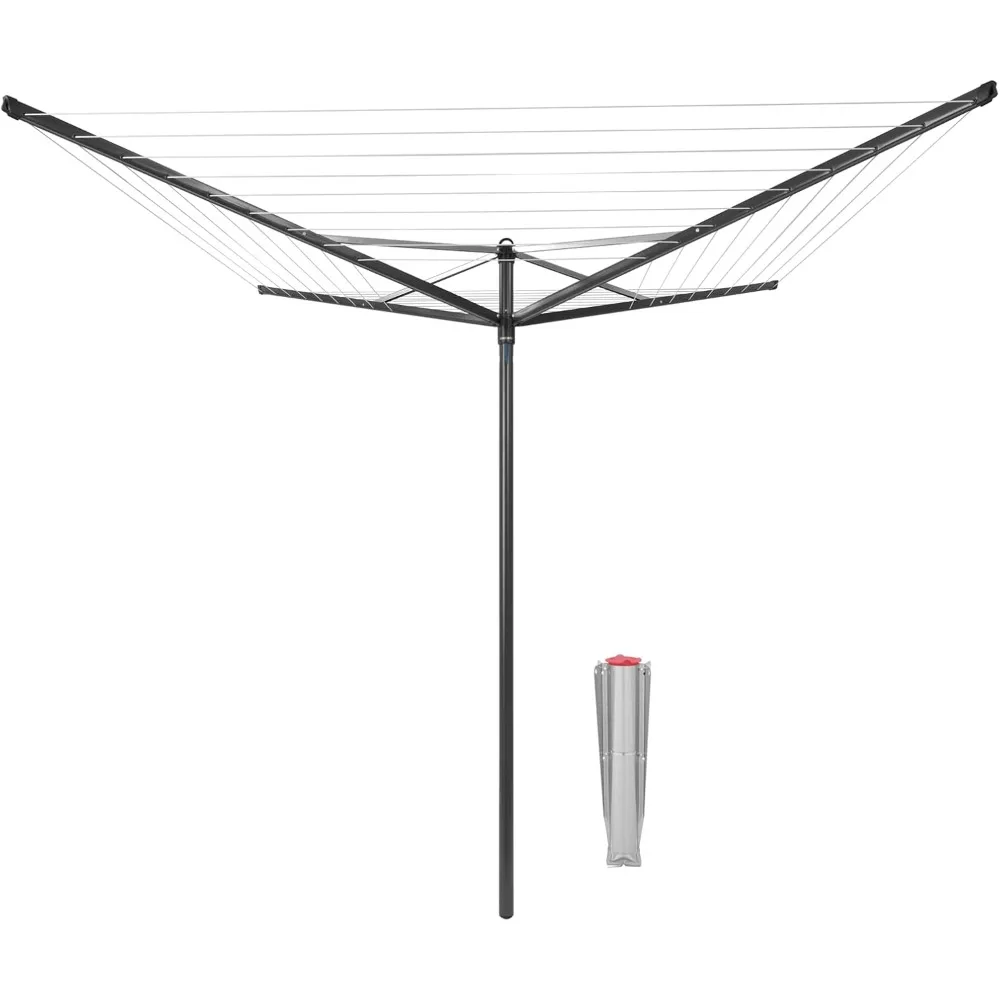 

Topspinner Outdoor 4 Arm Spinning Clothesline (164 ft/Ø 1.8") Rotating, Folding Clothes Drying Rack + Ground Spike (Anthracite)