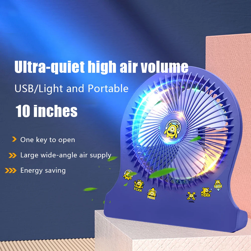 

Small Fan Handheld Desktop Lightweight Portable Usb Charging Student Dormitory Office Card Love Cartoon Mute Power Saving