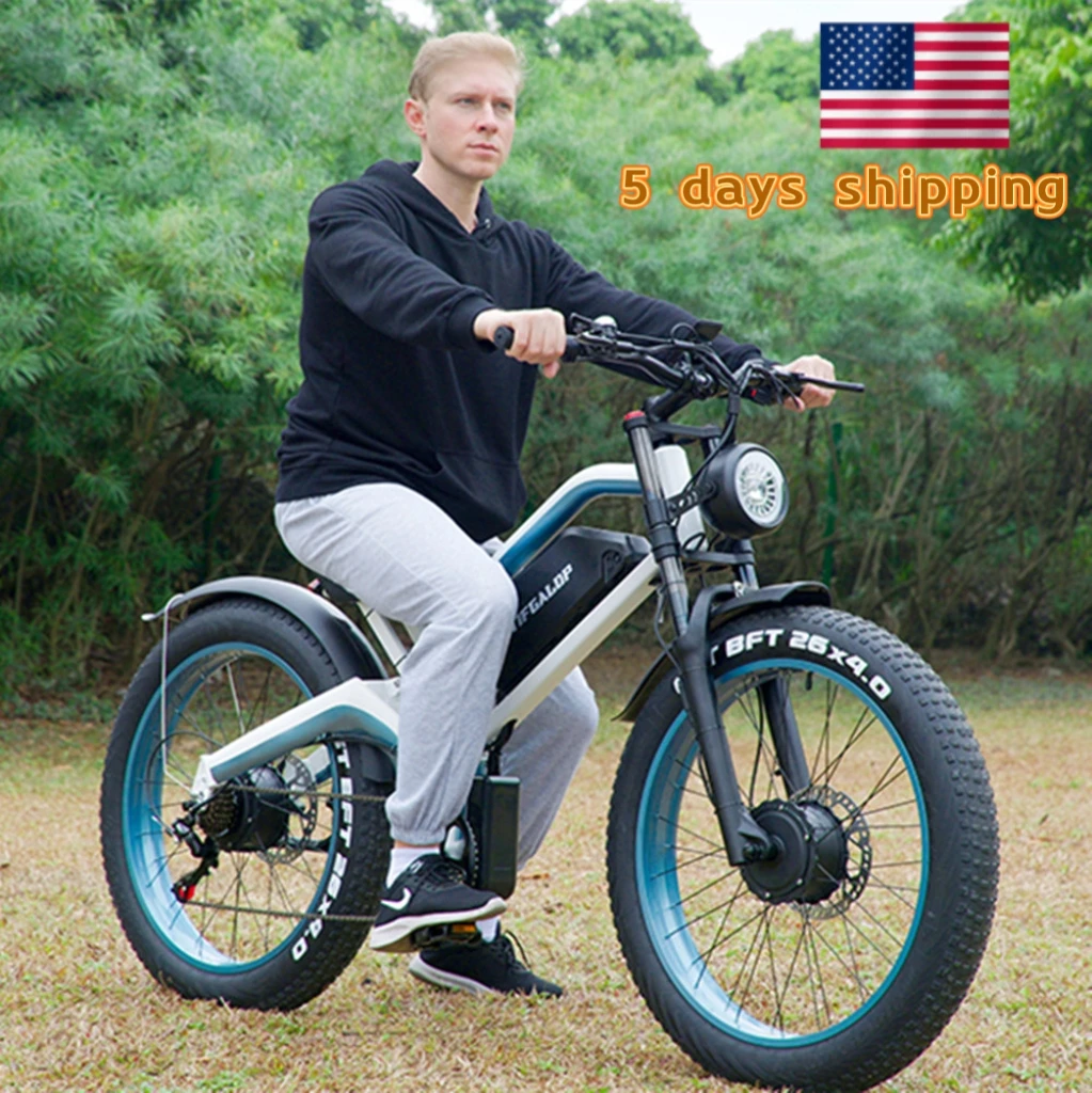 

Электрический велосипед с двойным двигателем, 2000 Вт, электрический велосипед для взрослых, мощный двигатель 1000 Вт, 52 В, 23 Ач, 37 миль в час, горный электровелосипед с толстыми шинами