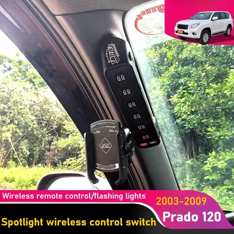 

For Toyota Land Cruiser Prado 120 2003-2023 Car 6-Way A-pillar Handle Switch Integrated Led Spotlight Remote Control Switches