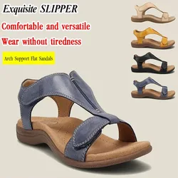 Women's Slope Heel Sandals Thick Bottom Beach Sandals Flat One Buckle Strap Sandals Massage Arch