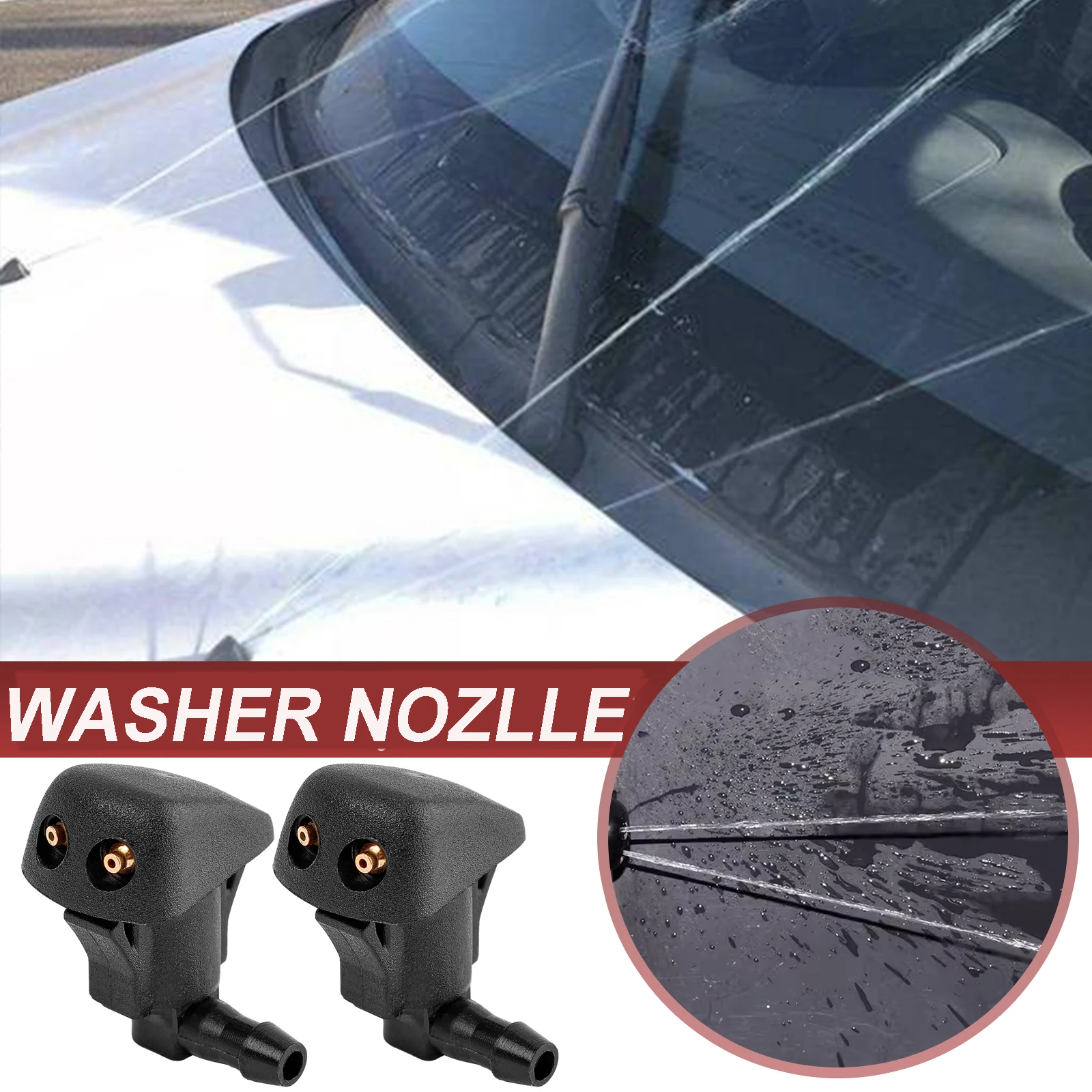 2Pcs Front Windshield Washer Jet Nozzle For Mazda 3 MK1 (03-09) 5 MK2 (06-10) 6 MK1 (02-08) 2006 2007 2008