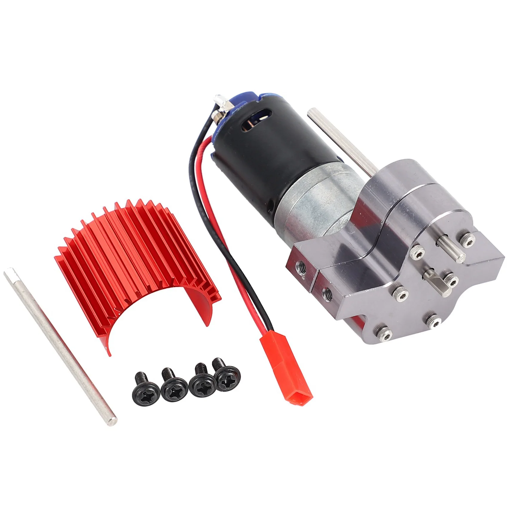 

B24C-10X 370 Brushed Motor+Alloy Heat Sink Gear Box Set With Steel Gears For WPL Henglong C14 C24 B14 B24 Parts,Grey