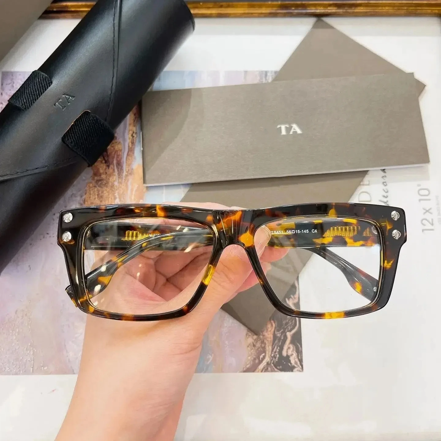 

Оригинальные мужские солнцезащитные очки для LIANGCHENDIT DT DTS451, прозрачные линзы UV400, ретро черепаховая ацетатная оправа, женские очки для пар