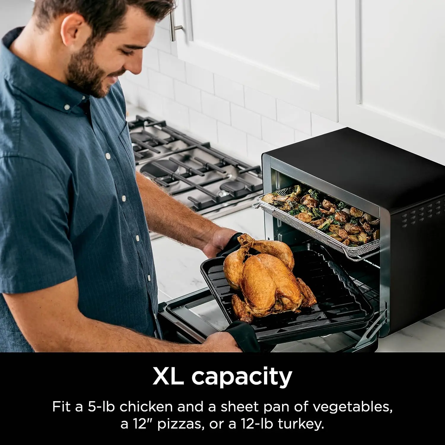 8-in-1 XL Pro Air Fry Oven, Large Countertop Convection Oven & Digital Toaster Oven, 1800 Watts, 12-Inch, Black (Renewed)
